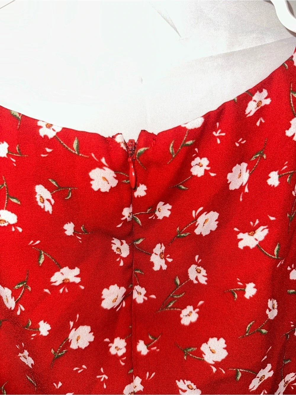 Lulus Red Floral Ruffle Wide Leg Jumpsuit Size Small - Picture 3 of 9